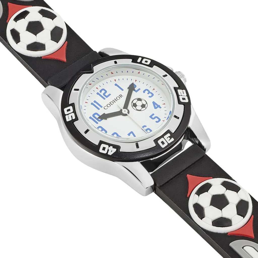 UPP Montre Ballon Blanc cadran noir fond blanc bracelet plastique noir New