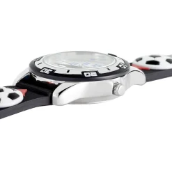 UPP Montre Ballon Blanc cadran noir fond blanc bracelet plastique noir New