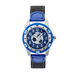 UPP Montre Ballon Noir cadran argenté fond bleu bracelet tissu bleu Best
