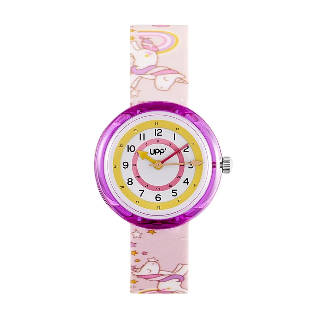 UPP Montre Beatty Multicolore cadran violet fond multicolore bracelet plastique rose Discount