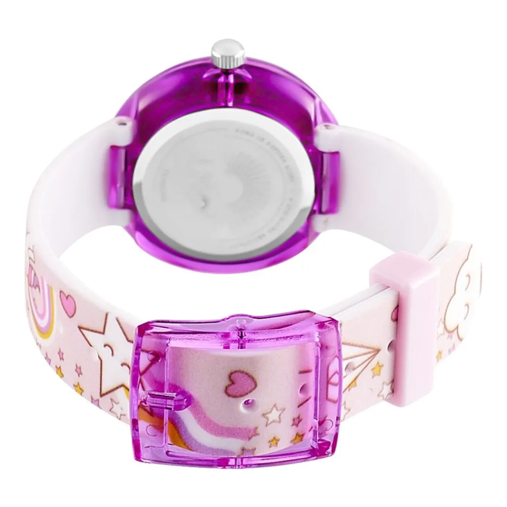 UPP Montre Beatty Multicolore cadran violet fond multicolore bracelet plastique rose Discount