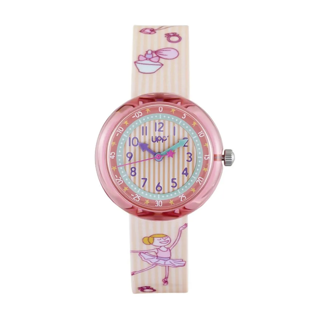 UPP Montre Beatty Multicolore cadran rose fond multicolore bracelet plastique rose Hot