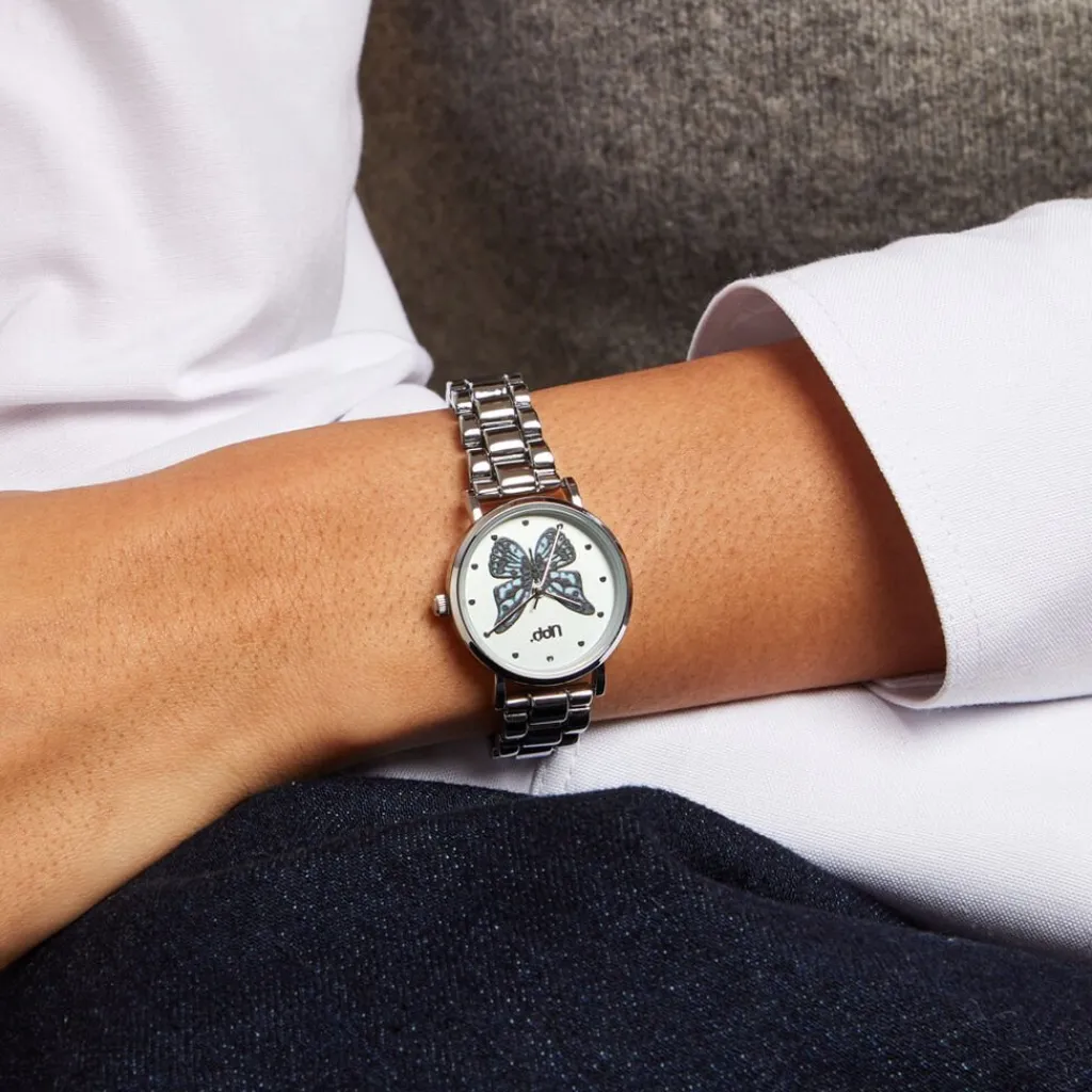 UPP Montre Bl Solena Bleu Sky cadran argenté fond bleu sky bracelet alliage argenté Hot