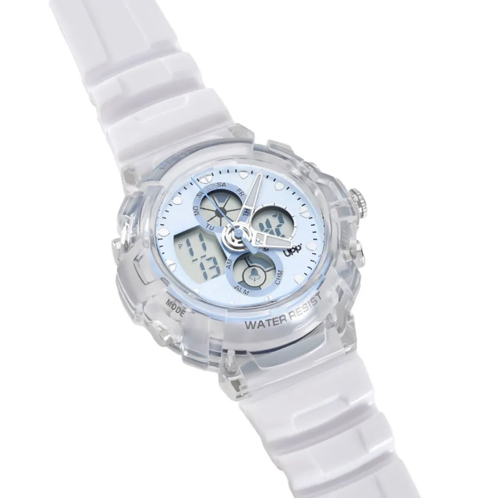 UPP Montre Cosmic 2 Bleu Sky cadran 0 fond bleu sky bracelet plastique blanc Hot