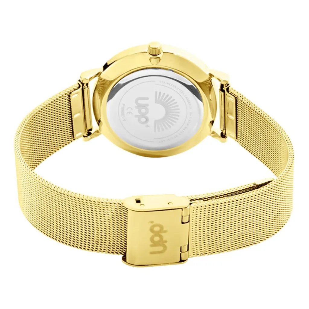 UPP Montre Crush Blanc cadran doré fond blanc bracelet acier doré