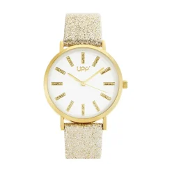 UPP Montre Crush Blanc cadran doré fond blanc bracelet synthétique doré Best