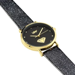 UPP Montre Crush Noir cadran doré fond noir bracelet synthétique noir Best