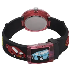 UPP Montre Fuzzy Bicolore cadran rouge fond bicolore bracelet plastique noire