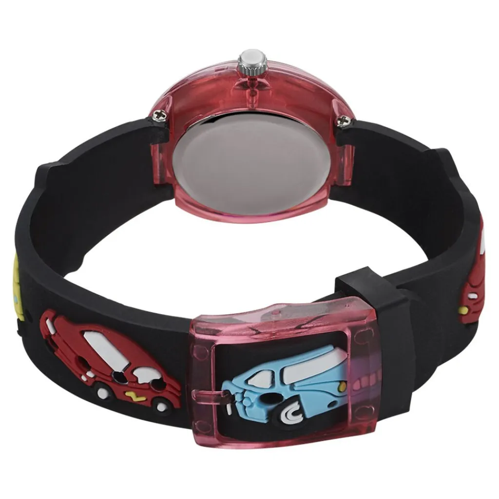 UPP Montre Fuzzy Bicolore cadran rouge fond bicolore bracelet plastique noire