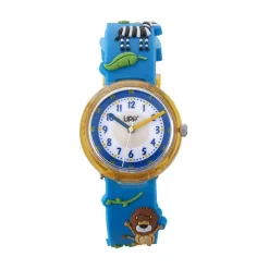 UPP Montre Fuzzy Bicolore cadran orange fond bicolore bracelet plastique bleu Clearance