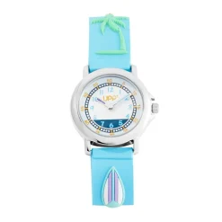 UPP Montre Fuzzy Bleu cadran argenté fond bleu bracelet silicone bleu Best