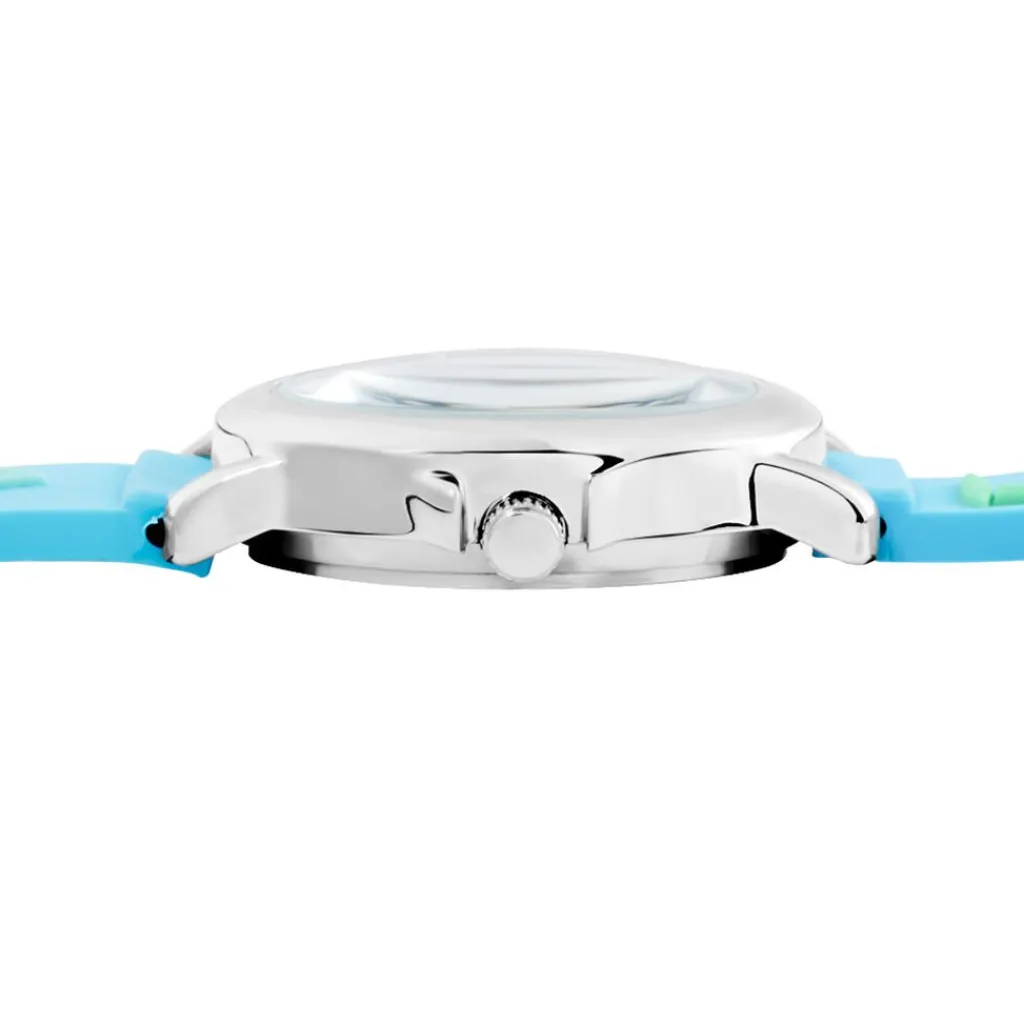 UPP Montre Fuzzy Bleu cadran argenté fond bleu bracelet silicone bleu Best