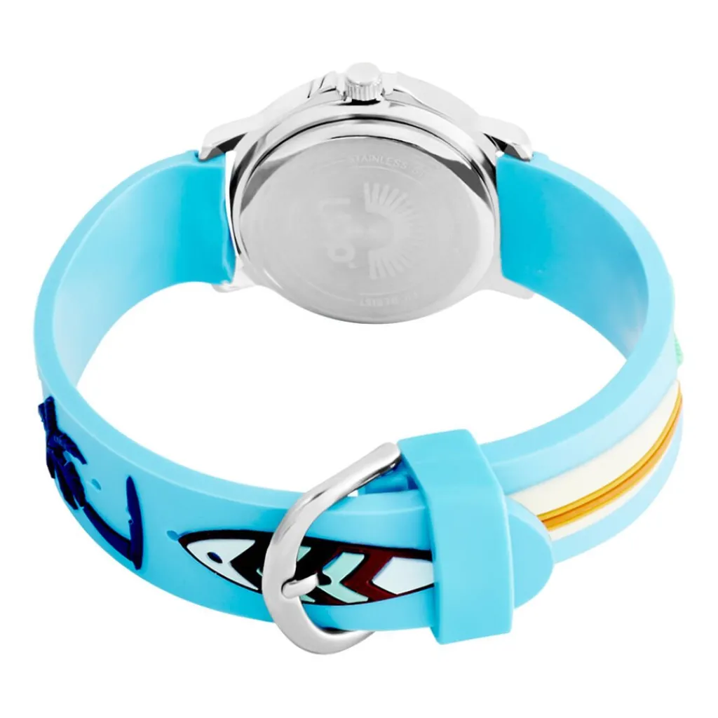 UPP Montre Fuzzy Bleu cadran argenté fond bleu bracelet silicone bleu Best