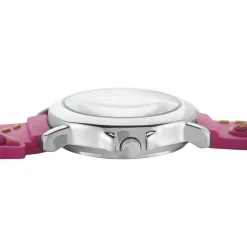 UPP Montre Fuzzy Rose cadran argenté fond rose bracelet silicone rose Clearance