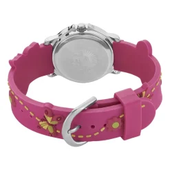 UPP Montre Fuzzy Rose cadran argenté fond rose bracelet silicone rose Clearance