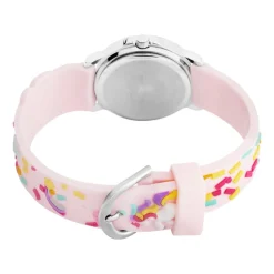 UPP Montre Fuzzy Rose Et Blanc cadran argenté fond rose bracelet silicone rose Online