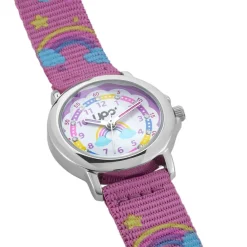UPP Montre Lea Blanc cadran argenté fond multicolore bracelet tissu violet Clearance