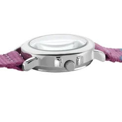 UPP Montre Lea Blanc cadran argenté fond multicolore bracelet tissu violet Clearance