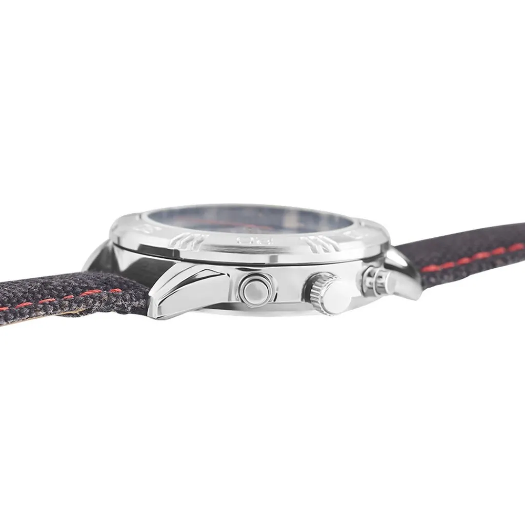UPP Montre Lucas Noir cadran argenté fond noir bracelet tissu noir Discount