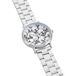 UPP Montre Solena Blanc cadran argenté fond blanc bracelet acier argenté Discount