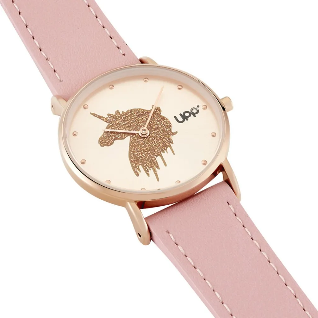UPP Montre Solene Doré Rose cadran doré rose fond doré rose bracelet synthétique rose Outlet