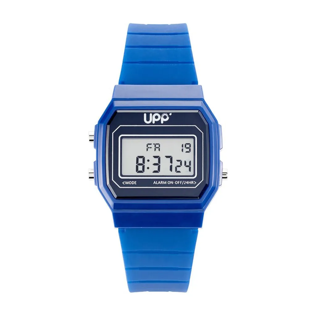 UPP Montre Square Noir cadran bleu bracelet silicone bleu Clearance
