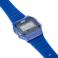 UPP Montre Square Noir cadran bleu bracelet silicone bleu Clearance