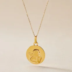 Histoire d'Or Pendentif Ange Rond Effet Diamante Or Jaune Clearance
