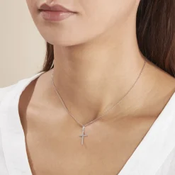 Histoire d'Or Pendentif Bathilde Croix Striee Or Blanc Hot