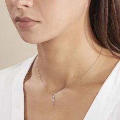 Histoire d'Or Pendentif Bathilde Croix Striee or blanc Sale