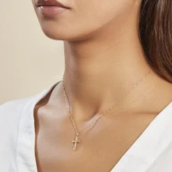 Histoire d'Or Pendentif Bathilde Croix Striee Or Jaune Outlet