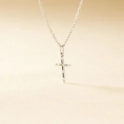 Histoire d'Or Pendentif Canice Croix Or Blanc Oxyde De Zirconium Outlet