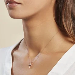 Histoire d'Or Pendentif Canice Croix Or Rose Oxyde De Zirconium Clearance
