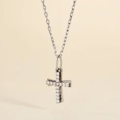 Histoire d'Or Pendentif Canice Croix Or Blanc Oxyde De Zirconium Best