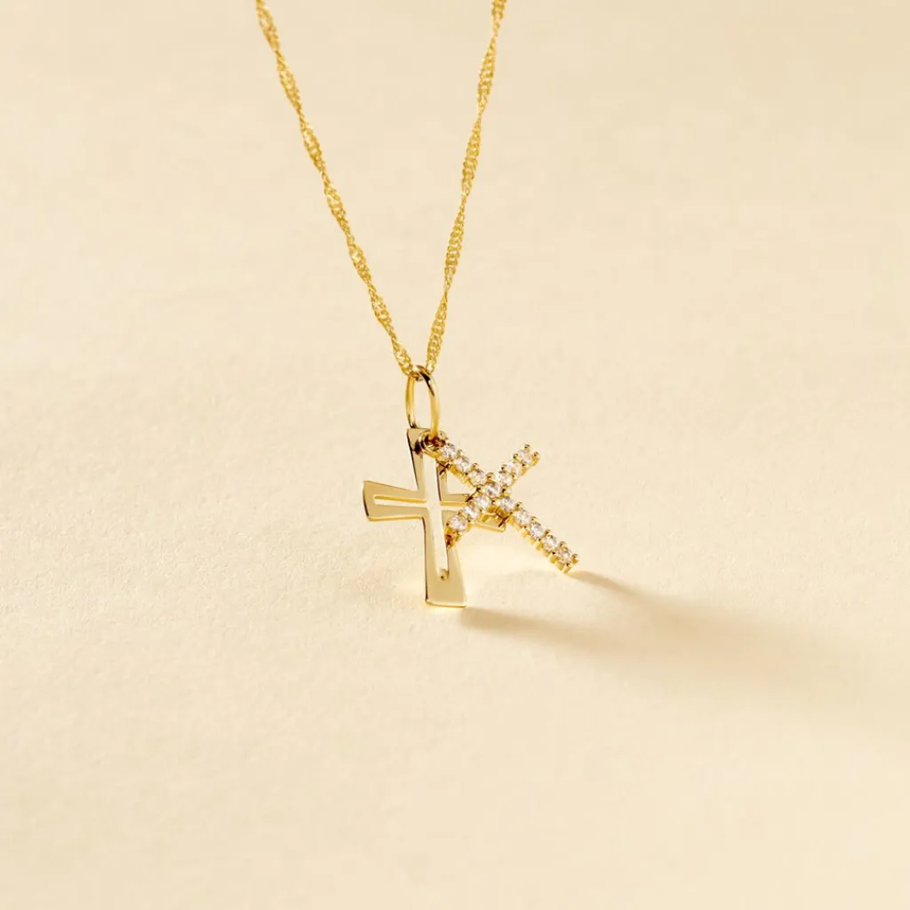 Histoire d'Or Pendentif Canice Croix Or Jaune Oxyde De Zirconium New