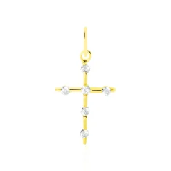 Histoire d'Or Pendentif Canice Croix Or Jaune Oxyde De Zirconium New