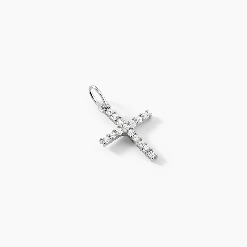 Histoire d'Or Pendentif Canice Croix Or Blanc Oxyde De Zirconium Hot