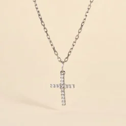 Histoire d'Or Pendentif Canice Croix Or Blanc Oxyde De Zirconium Hot