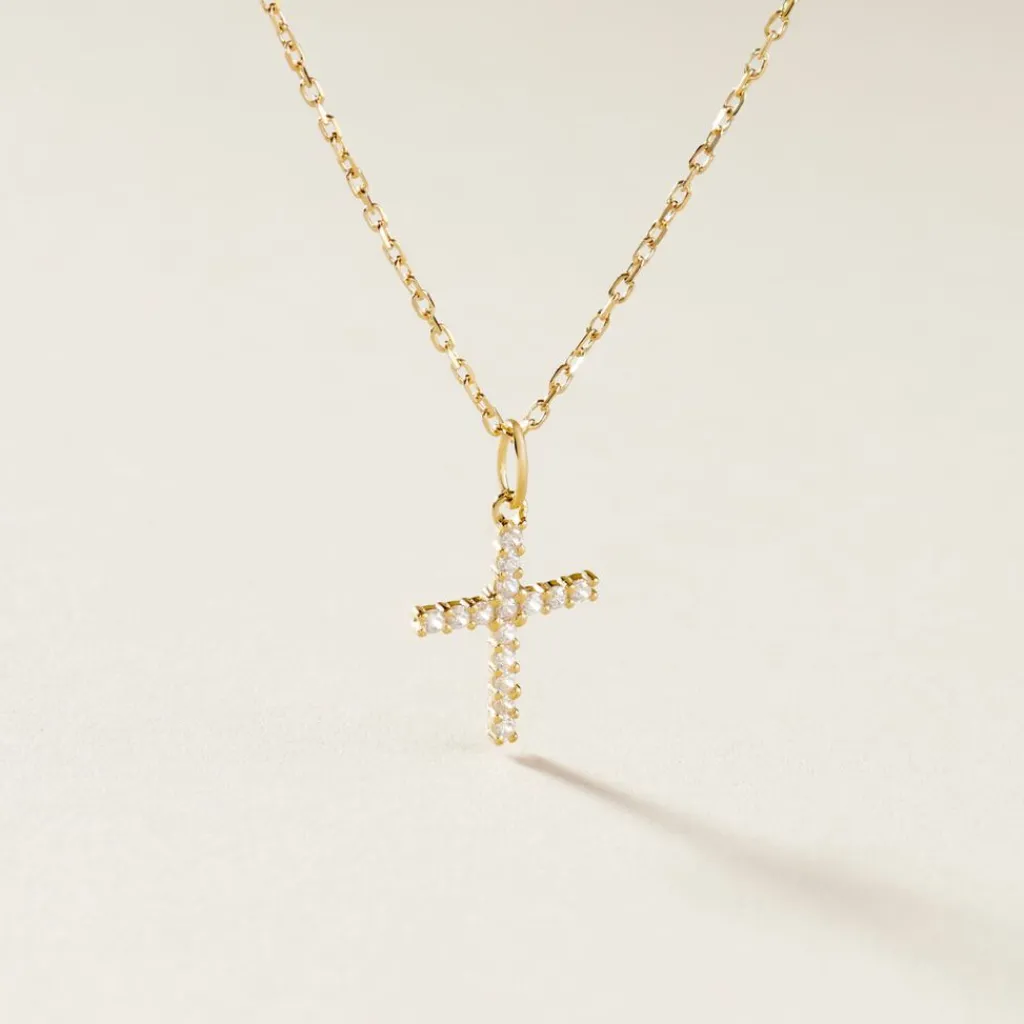 Histoire d'Or Pendentif Canice Croix Or Jaune Oxyde De Zirconium Outlet