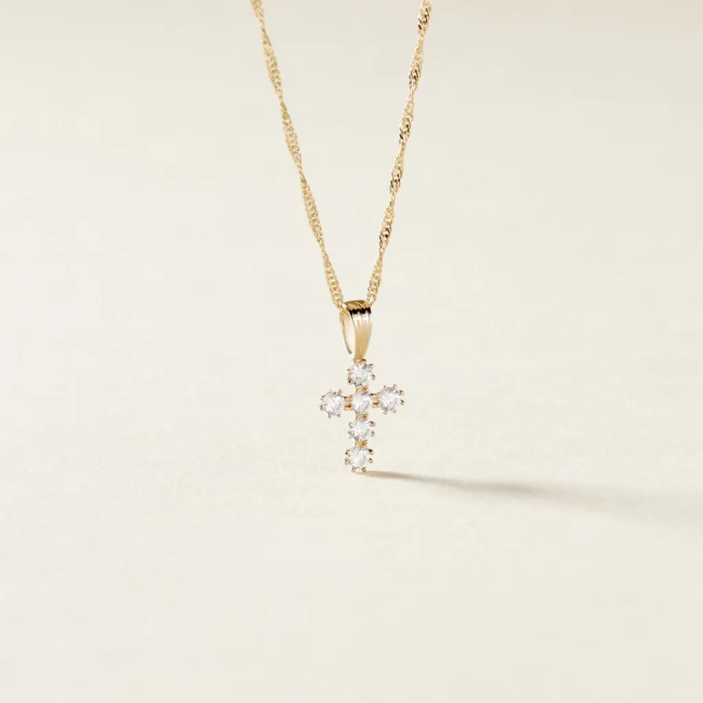 Histoire d'Or Pendentif Canice Croix Or Jaune Oxyde De Zirconium Outlet