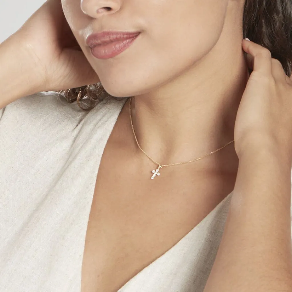 Histoire d'Or Pendentif Canice Croix Or Jaune Oxyde De Zirconium Outlet