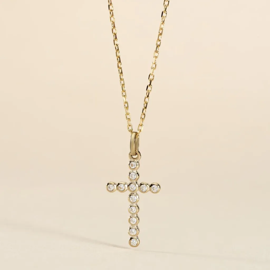 Histoire d'Or Pendentif Canice Croix Or Jaune Oxyde De Zirconium Clearance
