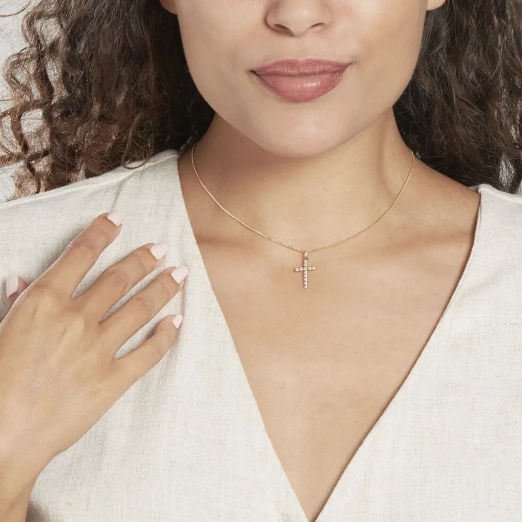 Histoire d'Or Pendentif Canice Croix Or Jaune Oxyde De Zirconium Clearance