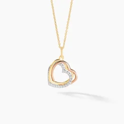 Histoire d'Or Pendentif Coeur Penche Double Or Tricolore Oxyde De Zirconium Sale
