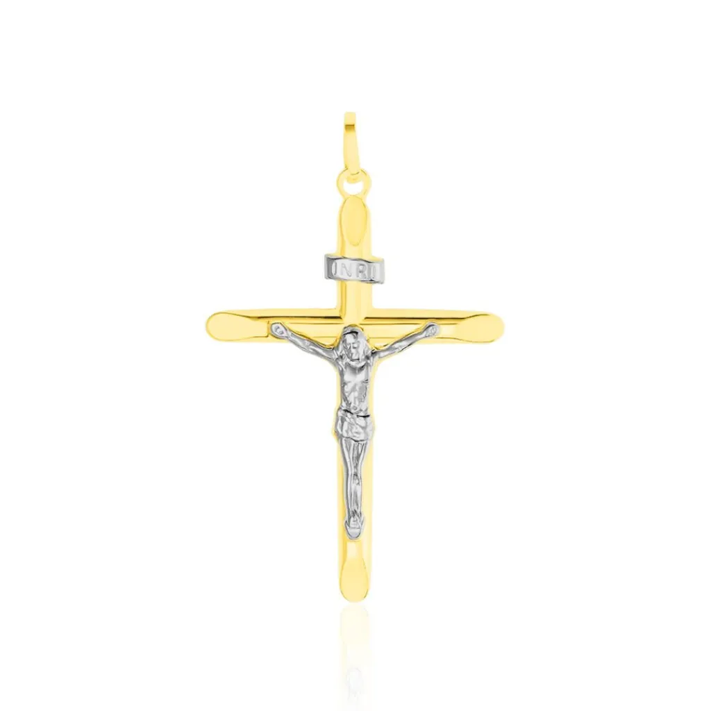 Histoire d'Or Pendentif Damian Croix Or Bicolore