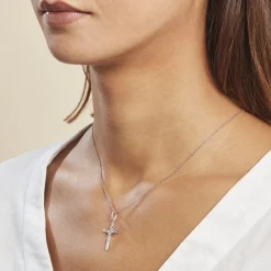 Histoire d'Or Pendentif Damian Croix Or Blanc Clearance