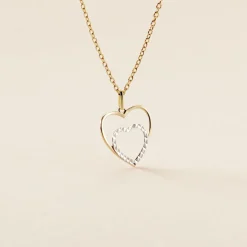 Histoire d'Or Pendentif Eudocie Double Coeurs Or Bicolore Best