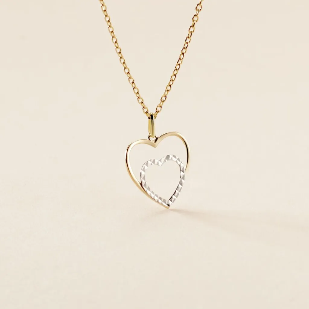 Histoire d'Or Pendentif Eudocie Double Coeurs Or Bicolore Best