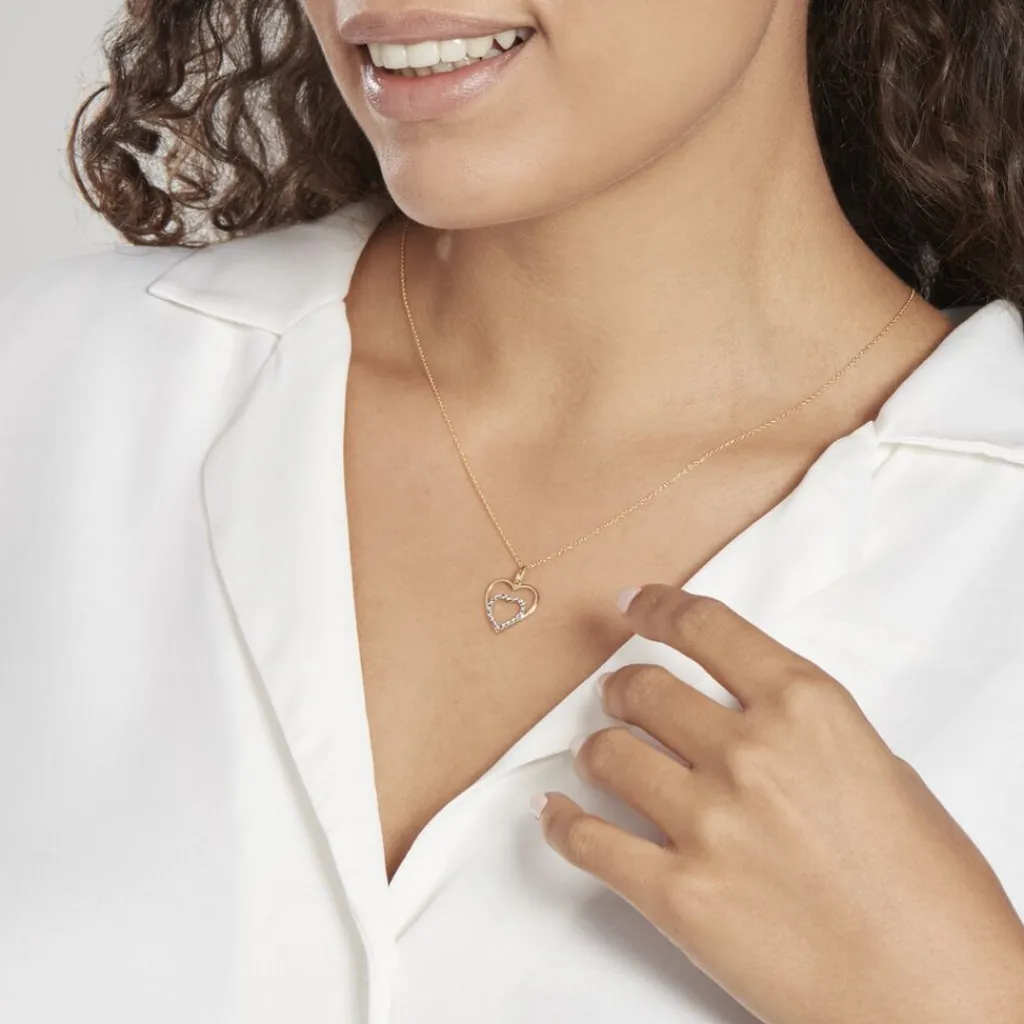Histoire d'Or Pendentif Eudocie Double Coeurs Or Bicolore Best