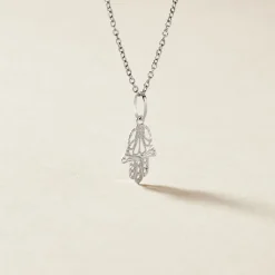 Histoire d'Or Pendentif Fatima or blanc Hot